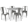 Buy Dining Table + X4 Dining Chairs Set - Bistrot - Industrial design Metal - New Edition Silver 60129 home delivery