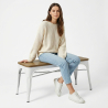 Buy Bench Bistrot Metalix Industrial Metal and Light Wood - New Edition White 60131 at MyFaktory