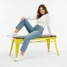 Buy Bench Bistrot Metalix Industrial Metal and Dark Wood - New Edition Yellow 60132 at MyFaktory