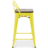 Buy Bar stool with small backrest  Bistrot Metalix industrial Metal and Dark Wood - 60 cm - New Edition Yellow 60133 at MyFaktory