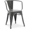 Buy Dining Chair with armrest Bistrot Metalix industrial Metal - New Edition Dark grey 60140 - in the UK