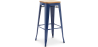 Buy Bar Stool - Industrial Design - Wood & Steel - 76cm - New Edition - Metalix Dark blue 60144 in the United Kingdom