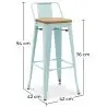 Buy Bar Stool with Backrest - Industrial Design - Wood & Steel - 76cm - New Edition - Metalix Light blue 60152 - in the UK