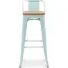 Buy Bar Stool with Backrest - Industrial Design - Wood & Steel - 76cm - New Edition - Metalix Light blue 60152 - in the UK