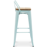 Buy Bar stool with small backrest Bistrot Metalix industrial Metal and Light Wood - 76 cm - New Edition Light blue 60152 at MyFaktory