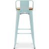 Buy Bar stool with small backrest Bistrot Metalix industrial Metal and Light Wood - 76 cm - New Edition Light blue 60152 in the United Kingdom