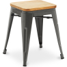 Buy Stool Bistrot Metalix Industrial Metal and Light Wood - 45 cm - New Edition Light grey 60153 - prices