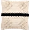 Buy Square Cushion in Boho Bali Style, Cotton & Wool cover + filling - Minerva Black 60195 - in the UK