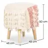 Buy Pouffe Stool in Boho Bali Style, Wood and Cotton - Vanessa Bali Beige 60260 - in the UK