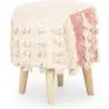Buy Pouffe Stool in Boho Bali Style, Wood and Cotton - Vanessa Bali Beige 60260 - in the UK