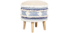 Buy Pouffe Stool in Boho Bali Style, Wood and Cotton - Zoe Bali Blue 60261 - in the UK