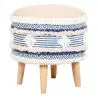 Buy Pouffe Stool in Boho Bali Style, Wood and Cotton - Zoe Bali Blue 60261 - in the UK