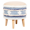 Buy Pouffe Stool in Boho Bali Style, Wood and Cotton - Zoe Bali Blue 60261 - in the UK