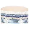 Buy Pouffe Stool in Boho Bali Style, Wood and Cotton - Zoe Bali Blue 60261 in the United Kingdom