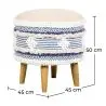 Buy Pouffe Stool in Boho Bali Style, Wood and Cotton - Zoe Bali Blue 60261 with a guarantee
