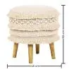 Buy Pouffe Stool in Boho Bali Style, Wood and Cotton - Janice Bali White 60264 - in the UK