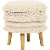 Buy Pouffe Stool in Boho Bali Style, Wood and Cotton - Janice Bali White 60264 - in the UK