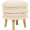 Buy Pouffe Stool in Boho Bali Style, Wood and Cotton - Janice Bali White 60264 - in the UK
