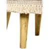 Buy Pouffe Stool in Boho Bali Style, Wood and Cotton - Janice Bali White 60264 with a guarantee