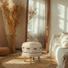Buy Pouffe Stool in Boho Bali Style, Wood and Cotton - Jessie Bali Cream 60266 at MyFaktory