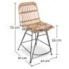 Buy Counter Stool in Boho Bali Design, Rattan and Iron - Creto Black 60293 - in the UK