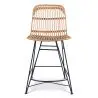 Buy Counter Stool in Boho Bali Design, Rattan and Iron - Creto Black 60293 - in the UK
