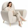 Buy Armchair with Armrests - Upholstered in Boucle Fabric -Verona White 60329 at MyFaktory