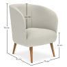 Buy White Boucle armchair - upholstered - Perkin  White 60335 with a guarantee
