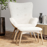 Buy Upholstered armchair in white boucle with a footrest - Wub White 60336 with a guarantee