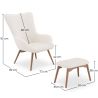 Buy Upholstered armchair in white boucle with a footrest - Wub White 60336 - prices