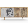 Buy Wooden Sideboard - Vintage Design - Woman Drawing - Mayce Natural wood 60355 home delivery