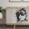 Buy Wooden Sideboard - Vintage Design - Woman Drawing - Mayce Natural wood 60355 at MyFaktory