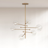 Buy Pendant lamp, globe chandelier, metal and glass - Parka Gold 60393 - in the UK