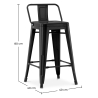 Buy Pack of 4 Bar Stools with Backrest - Industrial Design - 60cm - New Edition - Metalix Black 60439 in the United Kingdom