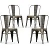 Buy X4 Bistrot Metalix Dining Chair Industrial Design in Shiny Steel square seat - New Edition Metallic bronze 60437 - in the UK
