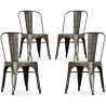 Buy X4 Bistrot Metalix Dining Chair Industrial Design in Shiny Steel square seat - New Edition Metallic bronze 60437 - in the UK