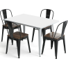 Buy Dining Table + X4 Dining Chairs Set Bistrot - Industrial design Metal and Dark Wood - New Edition Gold 60441 - in the UK