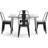 Buy Dining Table + X4 Dining Chairs Set Bistrot - Industrial design Metal and Dark Wood - New Edition Gold 60441 - prices