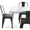 Buy Dining Table + X4 Dining Chairs Set Bistrot - Industrial design Metal and Dark Wood - New Edition Gold 60441 in the United Kingdom
