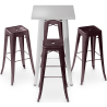 Buy Silver Bar Table + X4 Bar Stools Set Bistrot Metalix Industrial Design Metal - New Edition Bronze 60444 in the United Kingdom