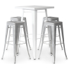 Buy White Bar Table + X4 Bar Stools Set Bistrot Metalix Industrial Design Metal Matt - New Edition Grey blue 60445 - prices