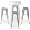 Buy White Bar Table + X4 Bar Stools Set Bistrot Metalix Industrial Design Metal Matt - New Edition Grey blue 60445 in the United Kingdom