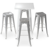 Buy White Bar Table + X4 Bar Stools Set Bistrot Metalix Industrial Design Metal Matt - New Edition Grey blue 60445 home delivery