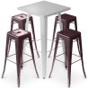 Buy Silver Bar Table + X4 Bar Stools Set Bistrot Metalix Industrial Design Metal Matt - New Edition Bronze 60446 home delivery