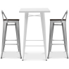 Buy White Bar Table + X2 Bar Stools Set Bistrot Metalix Industrial Design Metal and Dark Wood - New Edition Grey blue 60447 - in the UK