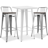 Buy White Bar Table + X2 Bar Stools Set Bistrot Metalix Industrial Design Metal and Dark Wood - New Edition Grey blue 60447 in the United Kingdom