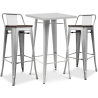 Buy Silver Bar Table + X2 Bar Stools Set Bistrot Metalix Industrial Design Metal and Dark Wood - New Edition Silver 60448 in the United Kingdom
