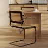 Buy Dining Chair with Armrest, Natural Rattan And Black Wood - Lona Black 60453 in the United Kingdom