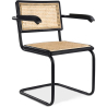 Buy Dining Chair with Armrest, Natural Rattan And Black Wood - Lona Black 60453 - in the UK