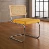 Buy Dining Chair - Upholstered in Velvet - Wood and Rattan -  Wanda Dark blue 60454 - prices